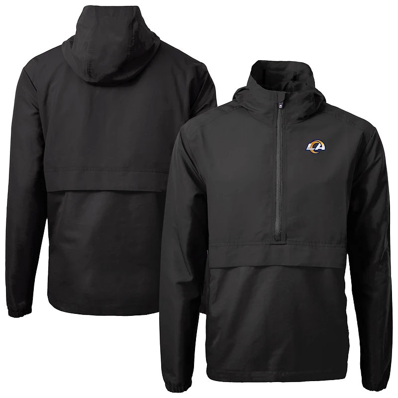 Men's Cutter & Buck Black Los Angeles Rams Charter Eco Recycled Anorak Half-Zip Jacket