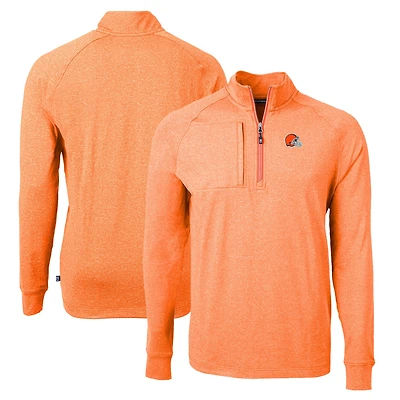Men's Cutter & Buck  Heather Orange Cleveland Browns  Adapt Eco Knit Quarter-Zip Pullover Top