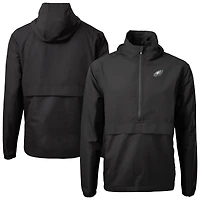 Men's Cutter & Buck Black Philadelphia Eagles Charter Eco Recycled Anorak Half-Zip Jacket
