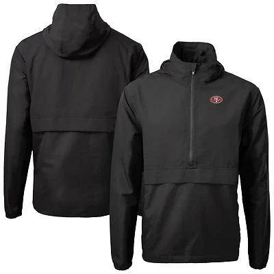 Men's Cutter & Buck Black San Francisco 49ers Charter Eco Recycled Anorak Half-Zip Jacket
