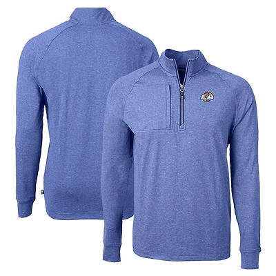 Men's Cutter & Buck  Royal Los Angeles Rams  Adapt Eco Knit Quarter-Zip Pullover Top