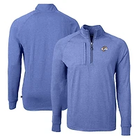 Men's Cutter & Buck  Royal Los Angeles Rams  Adapt Eco Knit Quarter-Zip Pullover Top