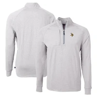 Men's Cutter & Buck Heather Minnesota Vikings Adapt Eco Knit Quarter-Zip Pullover Top