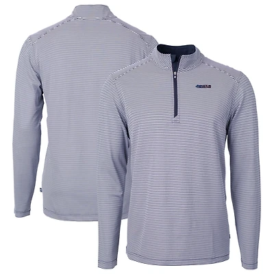 Men's Cutter & Buck Navy/White San Francisco 49ers Virtue Eco Pique Micro Stripe Recycled Quarter-Zip Pullover Top