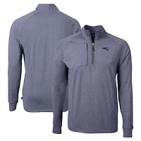 Men's Cutter & Buck  Heather Navy New England Patriots  Adapt Eco Knit Quarter-Zip Pullover Top