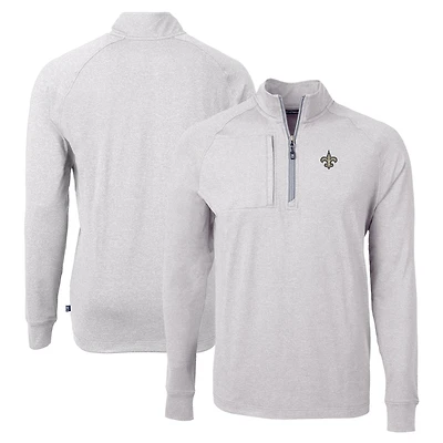 Men's Cutter & Buck  Heather Gray New Orleans Saints  Adapt Eco Knit Quarter-Zip Pullover Top