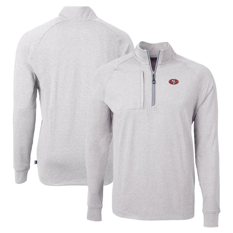 Men's Cutter & Buck Heather Gray San Francisco 49ers Adapt Eco Knit Quarter-Zip Pullover Top