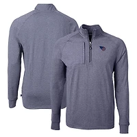 Men's Cutter & Buck  Heather Navy Tennessee Titans  Adapt Eco Knit Quarter-Zip Pullover Top
