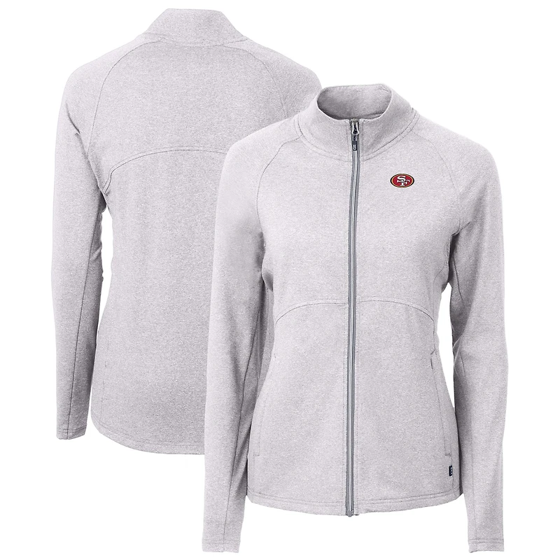 Women's Cutter & Buck  Heather Gray San Francisco 49ers Adapt Eco Knit Recycled Full-Zip Jacket