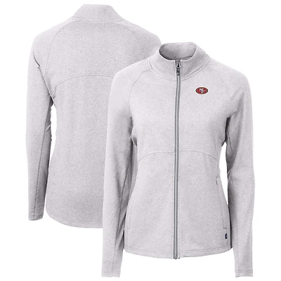 Women's Cutter & Buck  Heather Gray San Francisco 49ers Adapt Eco Knit Recycled Full-Zip Jacket