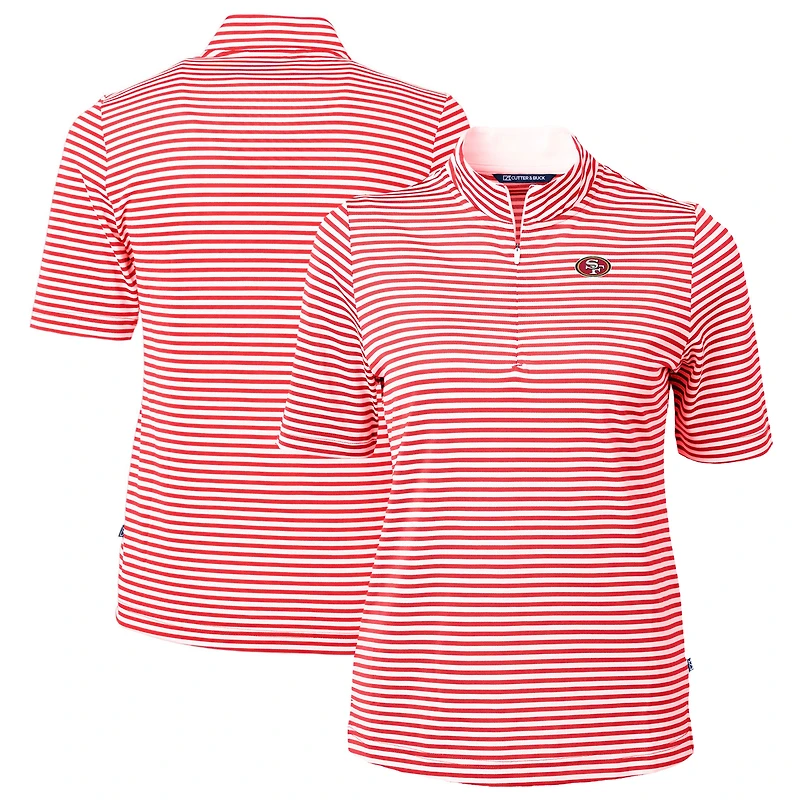 Women's Cutter & Buck  Scarlet San Francisco 49ers  DryTec Virtue Eco Pique Stripe Recycled Polo