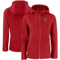 Women's Cutter & Buck Red Atlanta Falcons Evoke Eco Softshell Recycled Full-Zip Hooded Jacket