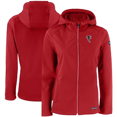 Women's Cutter & Buck Red Atlanta Falcons Evoke Eco Softshell Recycled Full-Zip Hooded Jacket
