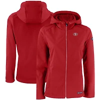 Women's Cutter & Buck Scarlet San Francisco 49ers Evoke Eco Softshell Recycled Full-Zip Hooded Jacket
