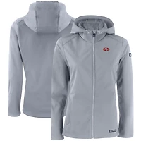 Women's Cutter & Buck Gray San Francisco 49ers Evoke Eco Softshell Recycled Full-Zip Hooded Jacket