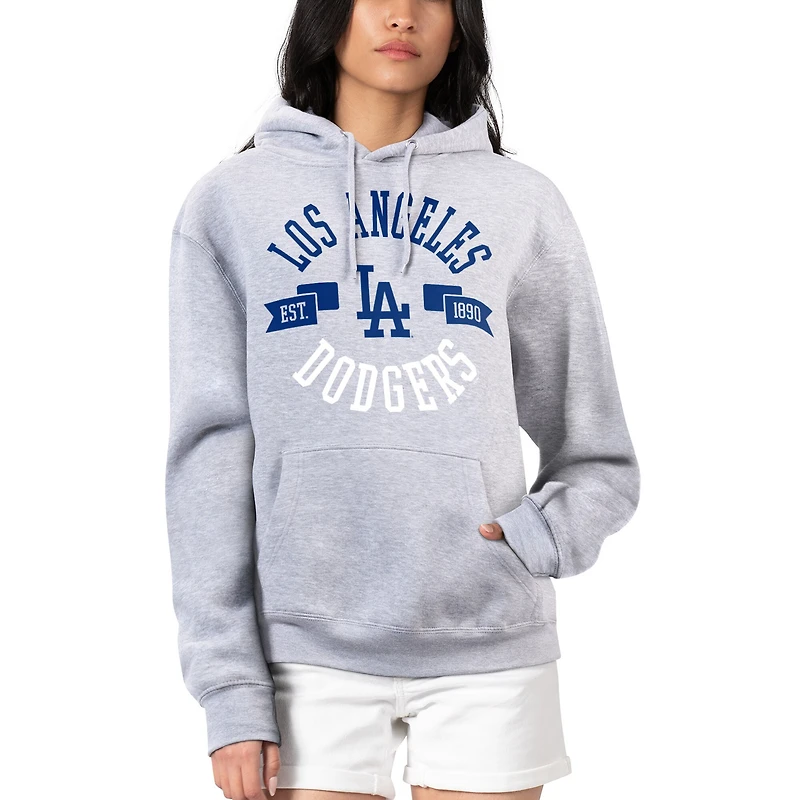 Women's G-III 4Her by Carl Banks Heather Gray Los Angeles Dodgers City Graphic Pullover Hoodie