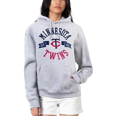 Women's G-III 4Her by Carl Banks Heather Gray Minnesota Twins City Graphic Pullover Hoodie