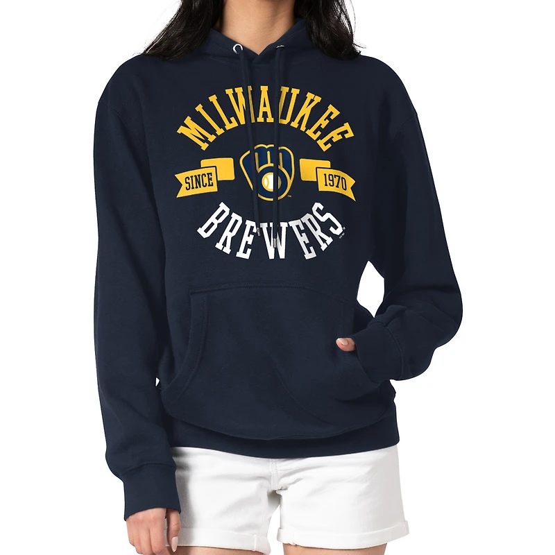 Women's G-III 4Her by Carl Banks Navy Milwaukee Brewers City Graphic Pullover Hoodie