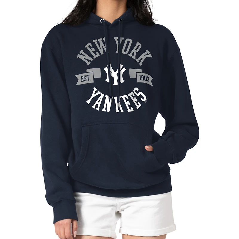 Women's G-III 4Her by Carl Banks Navy New York Yankees City Graphic Pullover Hoodie