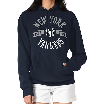 Women's G-III 4Her by Carl Banks Navy New York Yankees City Graphic Pullover Hoodie