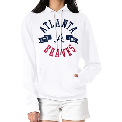 Women's G-III 4Her by Carl Banks White Atlanta Braves City Graphic Pullover Hoodie