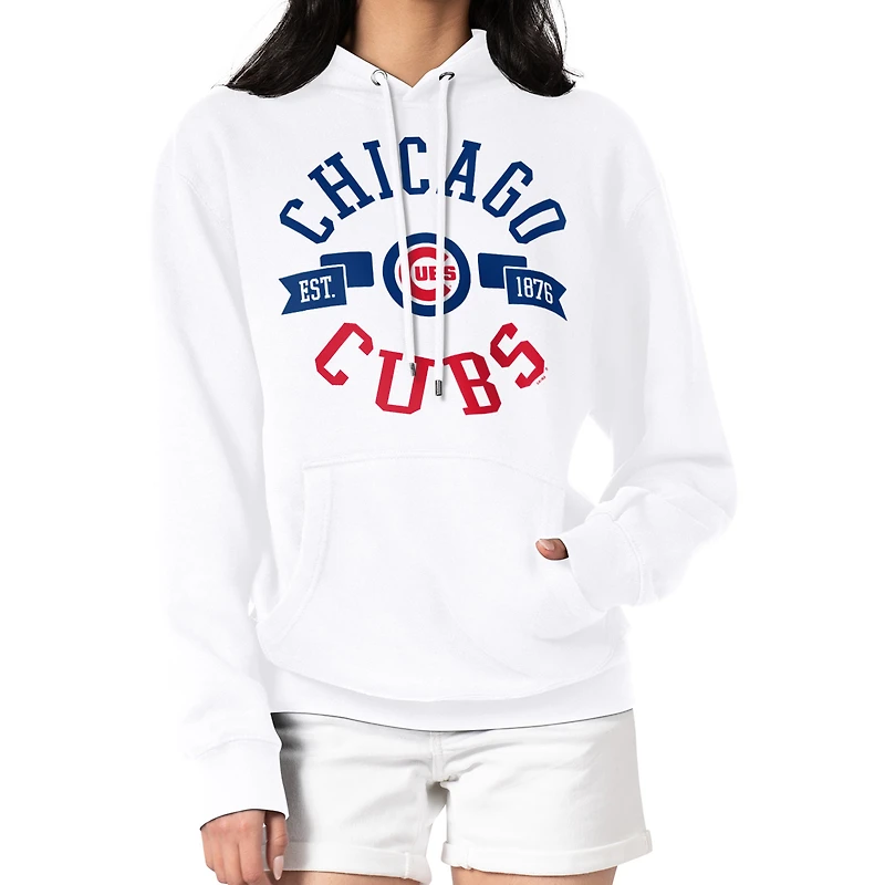 Women's G-III 4Her by Carl Banks White Chicago Cubs City Graphic Pullover Hoodie