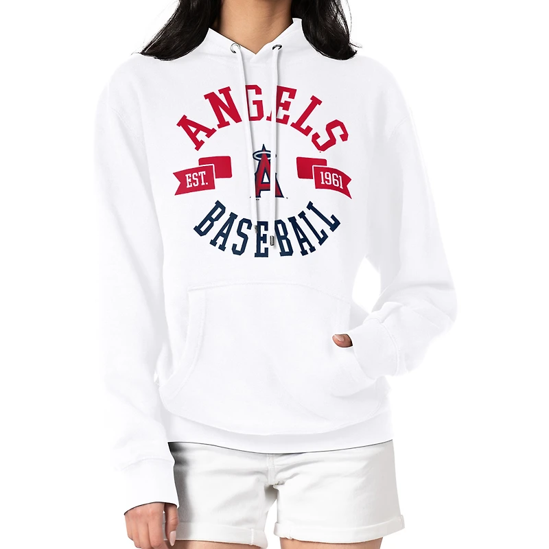 Women's G-III 4Her by Carl Banks White Los Angeles Angels City Graphic Pullover Hoodie