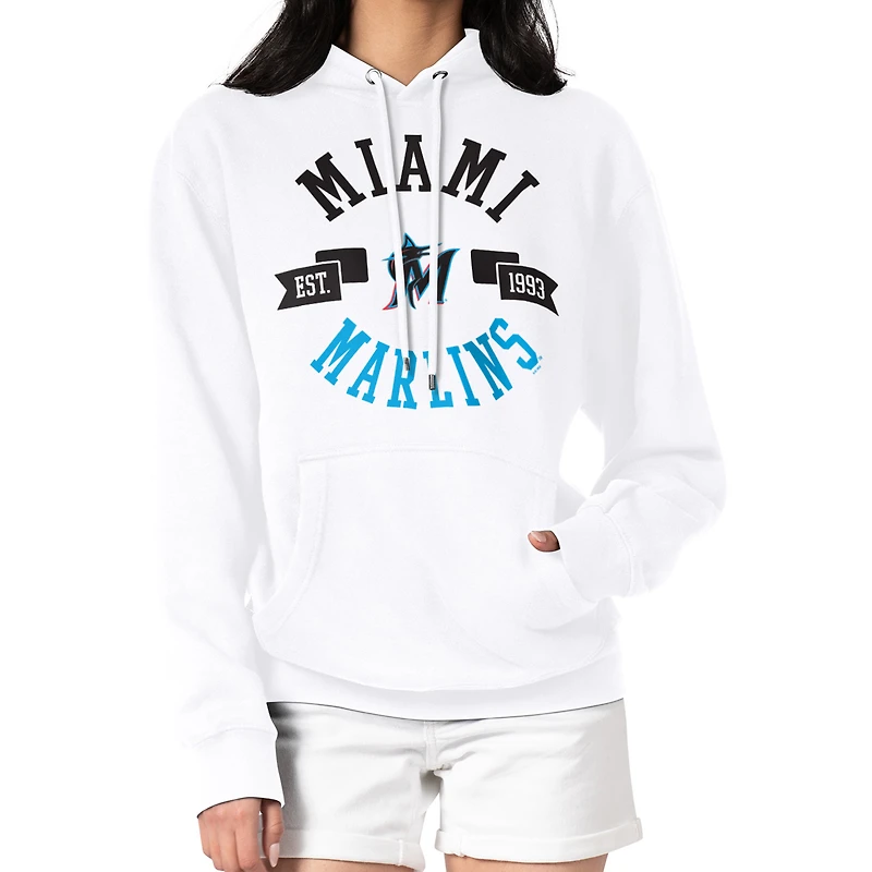 Women's G-III 4Her by Carl Banks White Miami Marlins City Graphic Pullover Hoodie