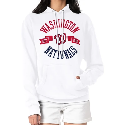 Women's G-III 4Her by Carl Banks White Washington Nationals City Graphic Pullover Hoodie