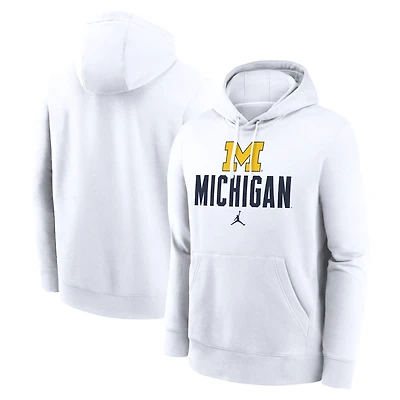 Men's Jordan Brand White Michigan Wolverines Primetime Club Fleece Pullover Hoodie