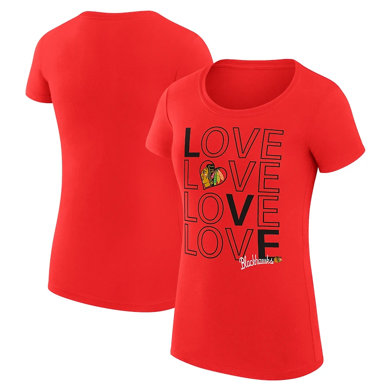 Women's G-III 4Her by Carl Banks Red Chicago Blackhawks Super-Slim Fit Lightweight Hockey Love T-Shirt