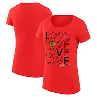 Women's G-III 4Her by Carl Banks Red Chicago Blackhawks Super-Slim Fit Lightweight Hockey Love T-Shirt