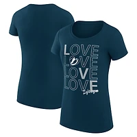 Women's G-III 4Her by Carl Banks Navy Tampa Bay Lightning Super-Slim Fit Lightweight Hockey Love T-Shirt