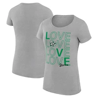 Women's G-III 4Her by Carl Banks Heather Gray Dallas Stars Super-Slim Fit Lightweight Hockey Love T-Shirt