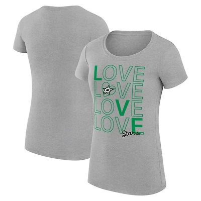 Women's G-III 4Her by Carl Banks Heather Gray Dallas Stars Super-Slim Fit Lightweight Hockey Love T-Shirt