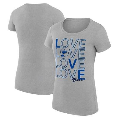 Women's G-III 4Her by Carl Banks Heather Gray St. Louis Blues Super-Slim Fit Lightweight Hockey Love T-Shirt