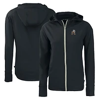 Women's Cutter & Buck Black Cleveland Browns Throwback Daybreak Eco Recycled Half-Zip Hoodie