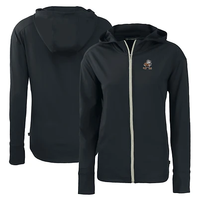 Women's Cutter & Buck Black Cleveland Browns Throwback Daybreak Eco Recycled Half-Zip Hoodie