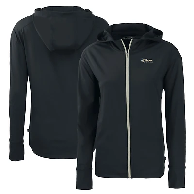 Women's Cutter & Buck  Black New York Jets Throwback Daybreak Eco Recycled Half-Zip Hoodie