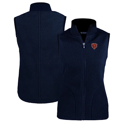 Women's Cutter & Buck Navy Chicago Bears Throwback Cascade Eco Sherpa Fleece Vest