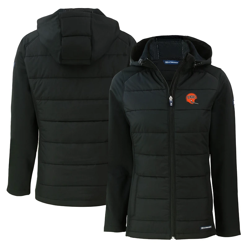 Women's Cutter & Buck  Black Cincinnati Bengals Throwback Evoke Hybrid Eco Softshell Recycled Full-Zip Hoodie Jacket