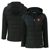 Women's Cutter & Buck  Black Cincinnati Bengals Throwback Evoke Hybrid Eco Softshell Recycled Full-Zip Hoodie Jacket
