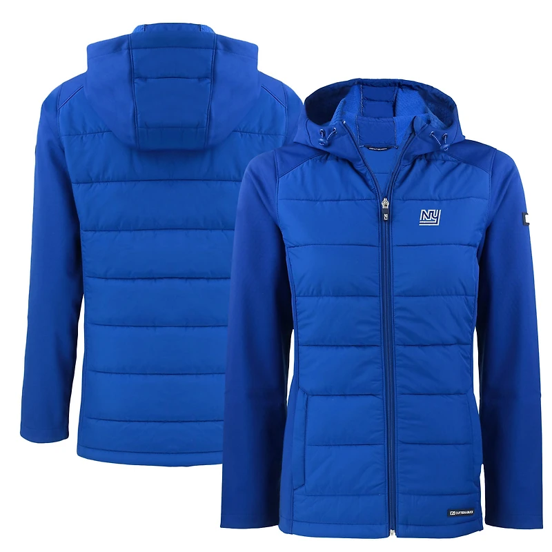 Women's Cutter & Buck  Royal New York Giants Throwback Evoke Hybrid Eco Softshell Recycled Full-Zip Hoodie Jacket