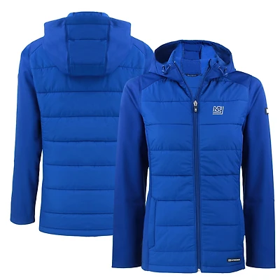 Women's Cutter & Buck  Royal New York Giants Throwback Evoke Hybrid Eco Softshell Recycled Full-Zip Hoodie Jacket