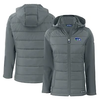 Women's Cutter & Buck  Gray Seattle Seahawks Throwback Evoke Hybrid Eco Softshell Recycled Full-Zip Hoodie Jacket