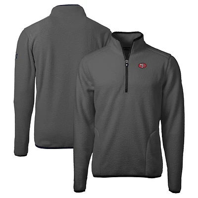 Men's Cutter & Buck  Gray/Black San Francisco 49ers Throwback Cascade Eco Sherpa Fleece Quarter-Zip Pullover Jacket