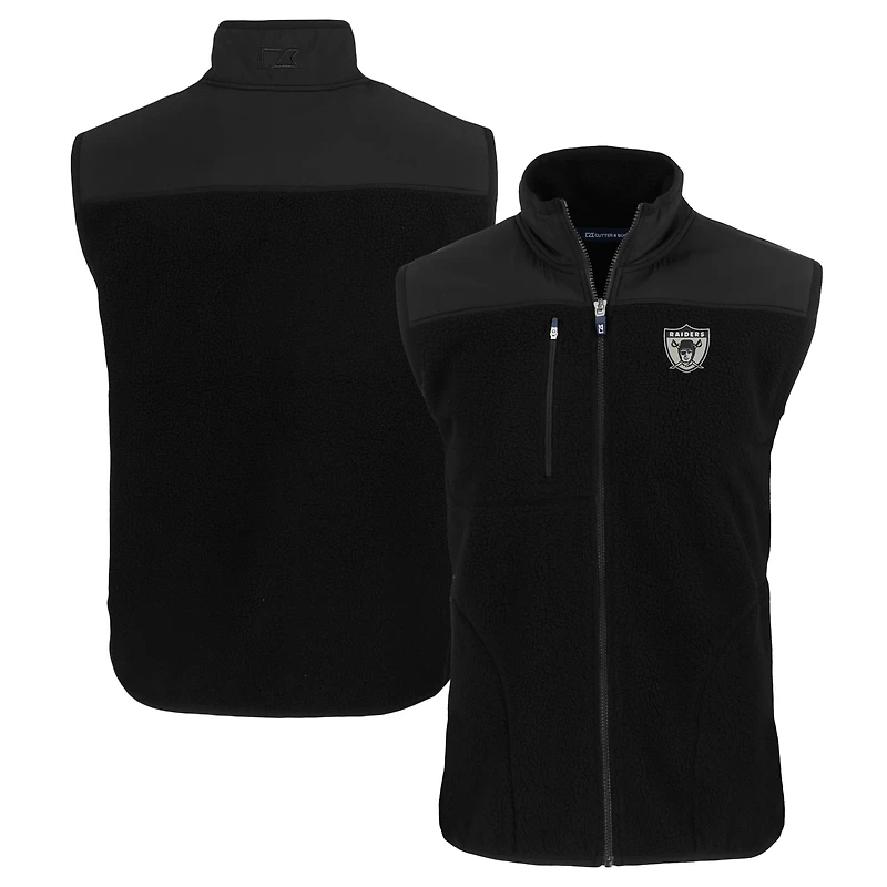 Men's Cutter & Buck  Black Las Vegas Raiders Throwback Cascade Eco Sherpa Fleece Full-Zip Vest