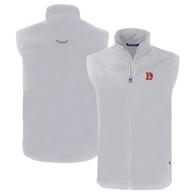 Men's Cutter & Buck  Gray Denver Broncos Throwback Charter Eco Recycled Full-Zip Vest
