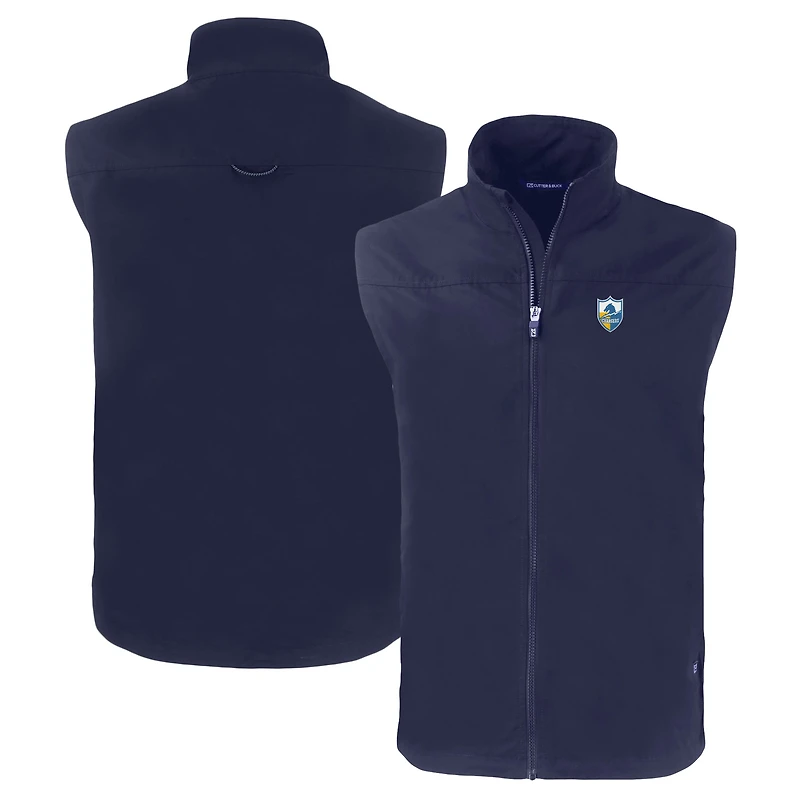Men's Cutter & Buck  Navy Los Angeles Chargers Throwback Charter Eco Recycled Full-Zip Vest