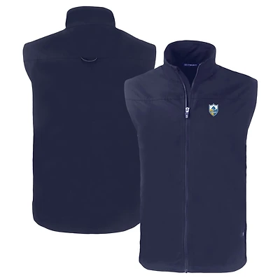Men's Cutter & Buck  Navy Los Angeles Chargers Throwback Charter Eco Recycled Full-Zip Vest